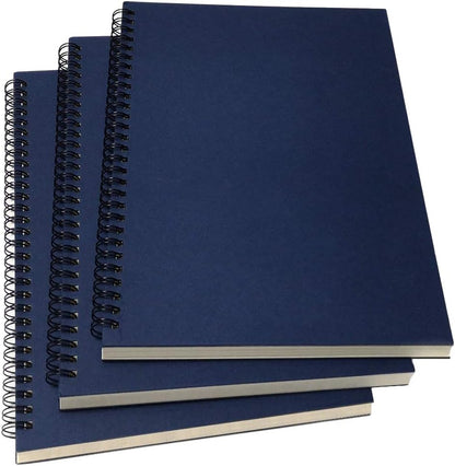 YUREE B5 Spiral Notebook/Spiral Journal Unruled, 100gsm Thick Blank Paper & Hard Kraft Cover, 65 Sheets (130 Pages), 3-Pack, 10.5" x 7.2", Blue