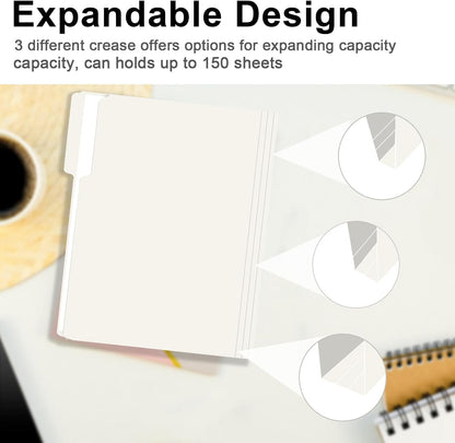 File Folder, RAZCC 150 Pack 1/3 Cut Tab File Folders Letter Size, Manila Folders, Folders with Tab, Great for Organizing and Easy File Storage