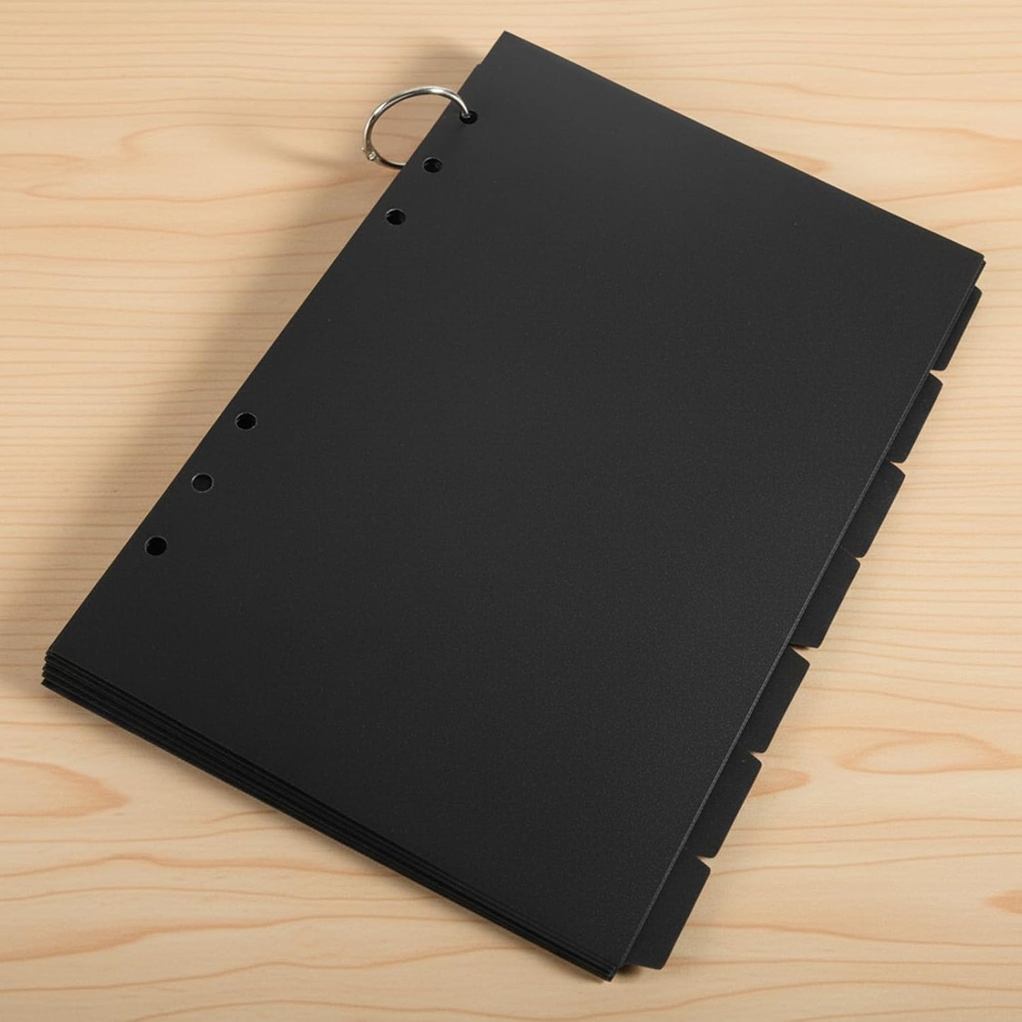 Thinp A5 6 Ring Binder Dividers with Tabs, 7-Pack Plastic A5 Tab Dividers Black Binder Index Divider Insertable Planner Inserts 6 Hole for Notebooks and Binders (Black)