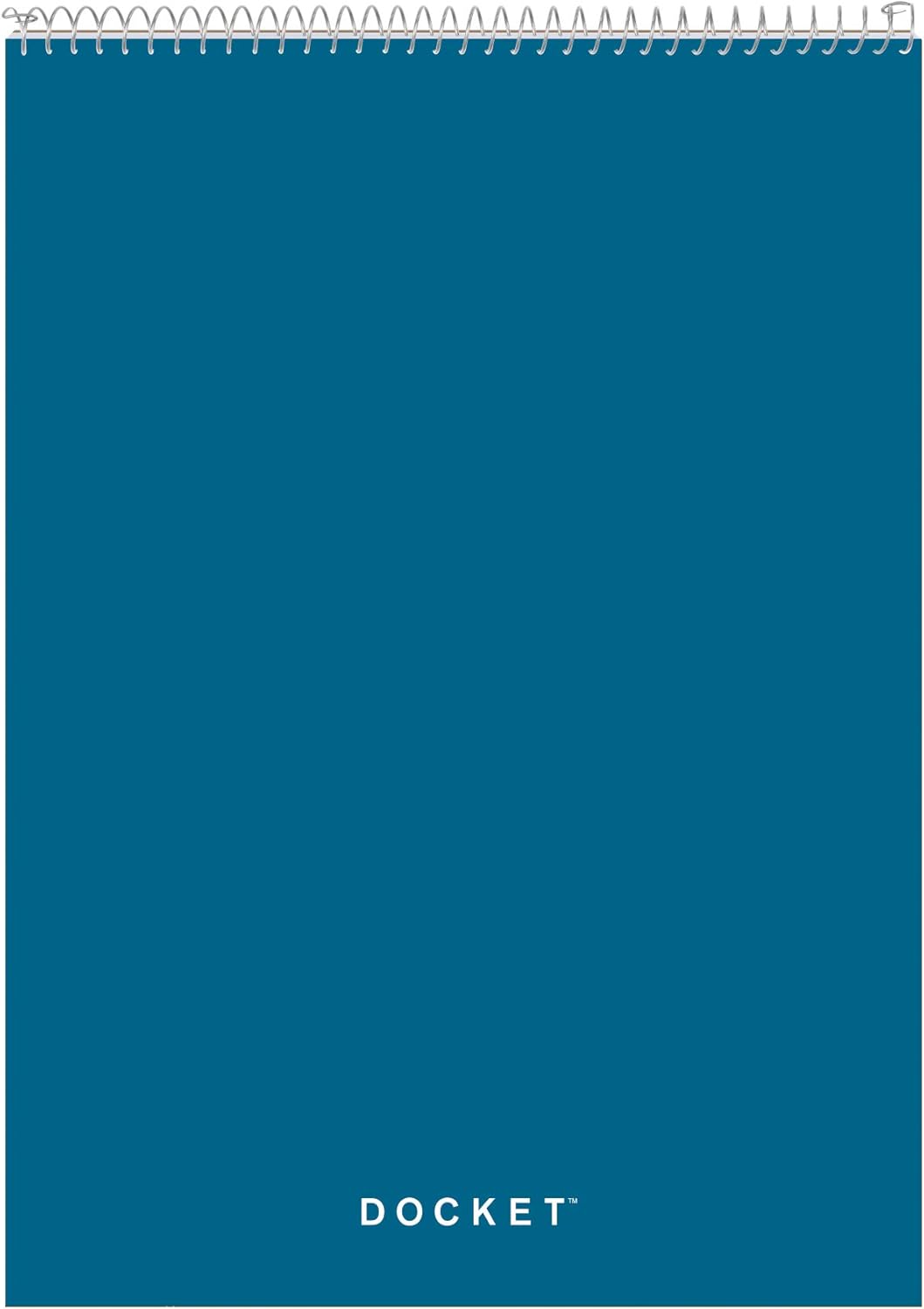 Tops Docket Wire-Bound Writing Pad, 8-1/2" x 11-3/4", Blue Heavy-Duty Cover, Extra-Strong Back, White Paper, Legal Rule, 70 Sheets (99614)
