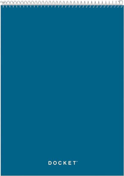 Tops Docket Wire-Bound Writing Pad, 8-1/2" x 11-3/4", Blue Heavy-Duty Cover, Extra-Strong Back, White Paper, Legal Rule, 70 Sheets (99614)