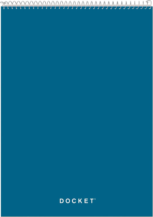 Tops Docket Wire-Bound Writing Pad, 8-1/2" x 11-3/4", Blue Heavy-Duty Cover, Extra-Strong Back, White Paper, Legal Rule, 70 Sheets (99614)