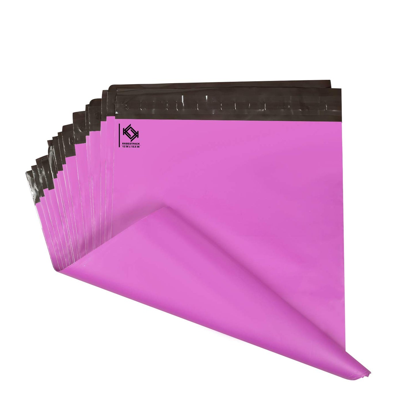 KKBESTPACK 100 Pcs 12x15.5 Poly Mailer Envelopes Shipping Bags Self Adhesive Waterproof Bags (Black), 12 x 15.5
