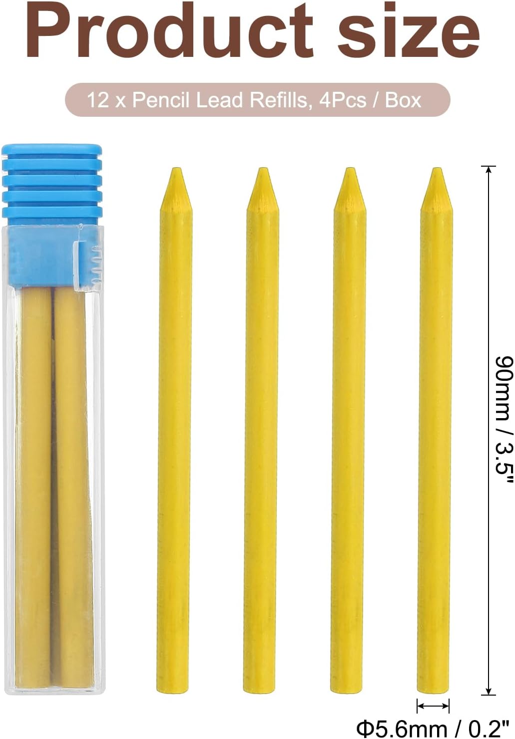 PATIKIL 12Pcs 5.6mm 2B Carpenter Pencil Lead Refills, Solid Dry Pencil Refills Break Resistant Lead Refill for Mechanical Carpenter Pencil Construction Pencils Art Drafting, Blue