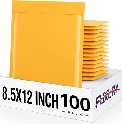 Fuxury Kraft Bubble Mailer 4x8” 50Pack Padded Envelopes Usable Size 4x7" Strong Adhesion Thick Bubble Envelopes Waterproof Cushioned Bubble Mailers Packaging for Small Business #000 Yellow