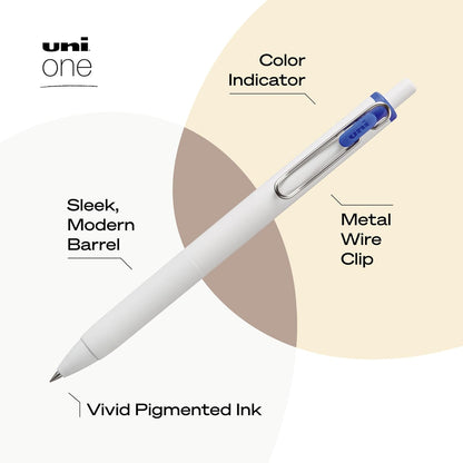 Uni-Ball One Black Retractable Gel Pens 4 Pack with Medium Points, Uni-Ball Click Pens are Fraud Proof and the Best Office, School, and Bible Pens