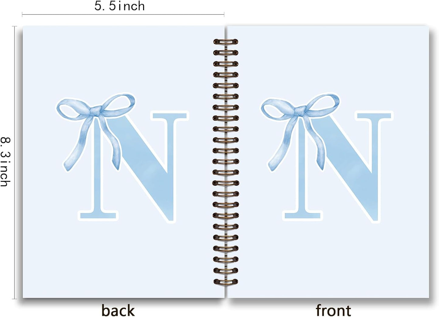 Blue Bow Journal Notebook for Girls,Initial H Journals Personalized Diary Gifts for Teen Girl Kids,Monogrammed Gifts for Women,Trendy Coquette Cute Hardcover Spiral Notebook 5.5 x 8.3 - Colors B