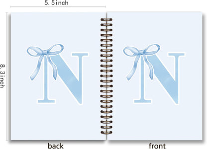 Blue Bow Journal Notebook for Girls,Initial H Journals Personalized Diary Gifts for Teen Girl Kids,Monogrammed Gifts for Women,Trendy Coquette Cute Hardcover Spiral Notebook 5.5 x 8.3 - Colors B