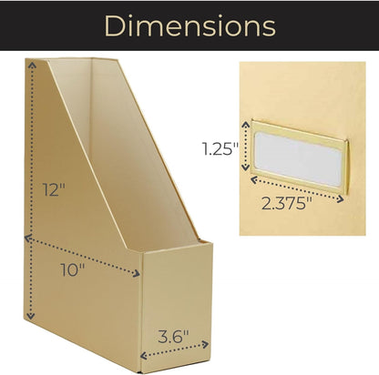 BLU MONACO | Cardboard Magazine File Holder Set of 4 | Vertical Magazine File Holder for Desk and Shelves | Standing File Holder for Classroom School Paper Storage
