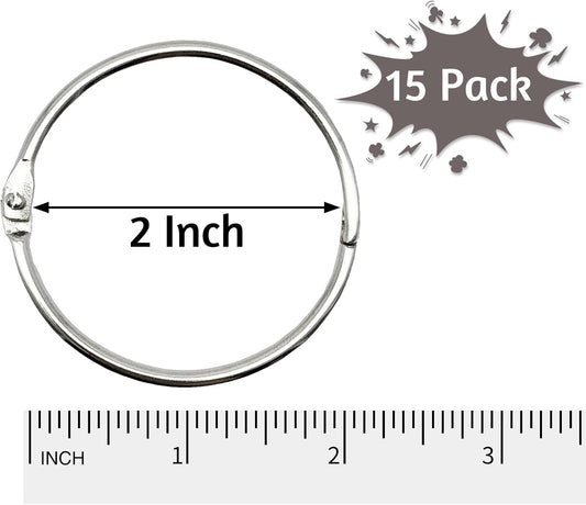OWLKELA 2 Inch 30 Pack Loose Leaf Binder Rings, Keychain Key Ring with Metal Nickel Plated for Index Cards, Ideal for School, Home, or Office