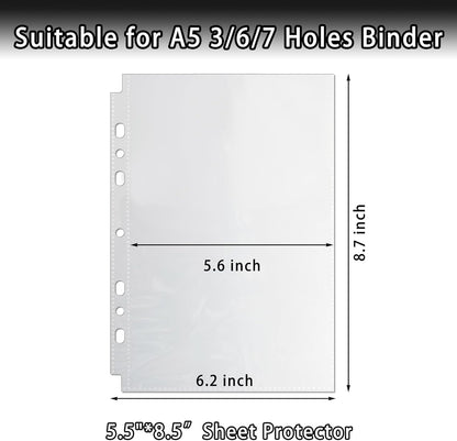 40 Pack Sheet Protectors 5.5x8.5 Inch, 80 Pockets Photocard Sleeves for A5 Binder 6 Ring - Ultra Clear Polypropylene for Travel Organizer & Scrapbooking