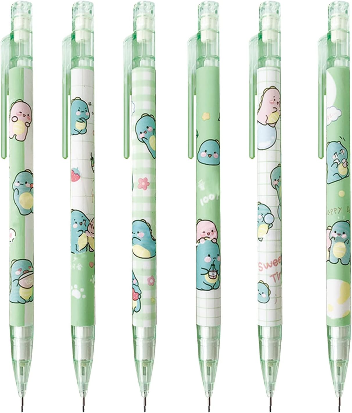 MOZXIRZ 4 Pcs Cute Mechanical Pencils with Top Eraser 0.5mm Cartoon Space Mechanical Pencil School Pencil for Women (6pcs Space)