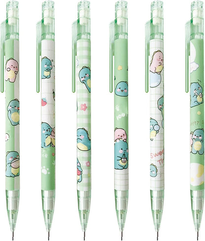MOZXIRZ 4 Pcs Cute Mechanical Pencils with Top Eraser 0.5mm Cartoon Space Mechanical Pencil School Pencil for Women (6pcs Space)