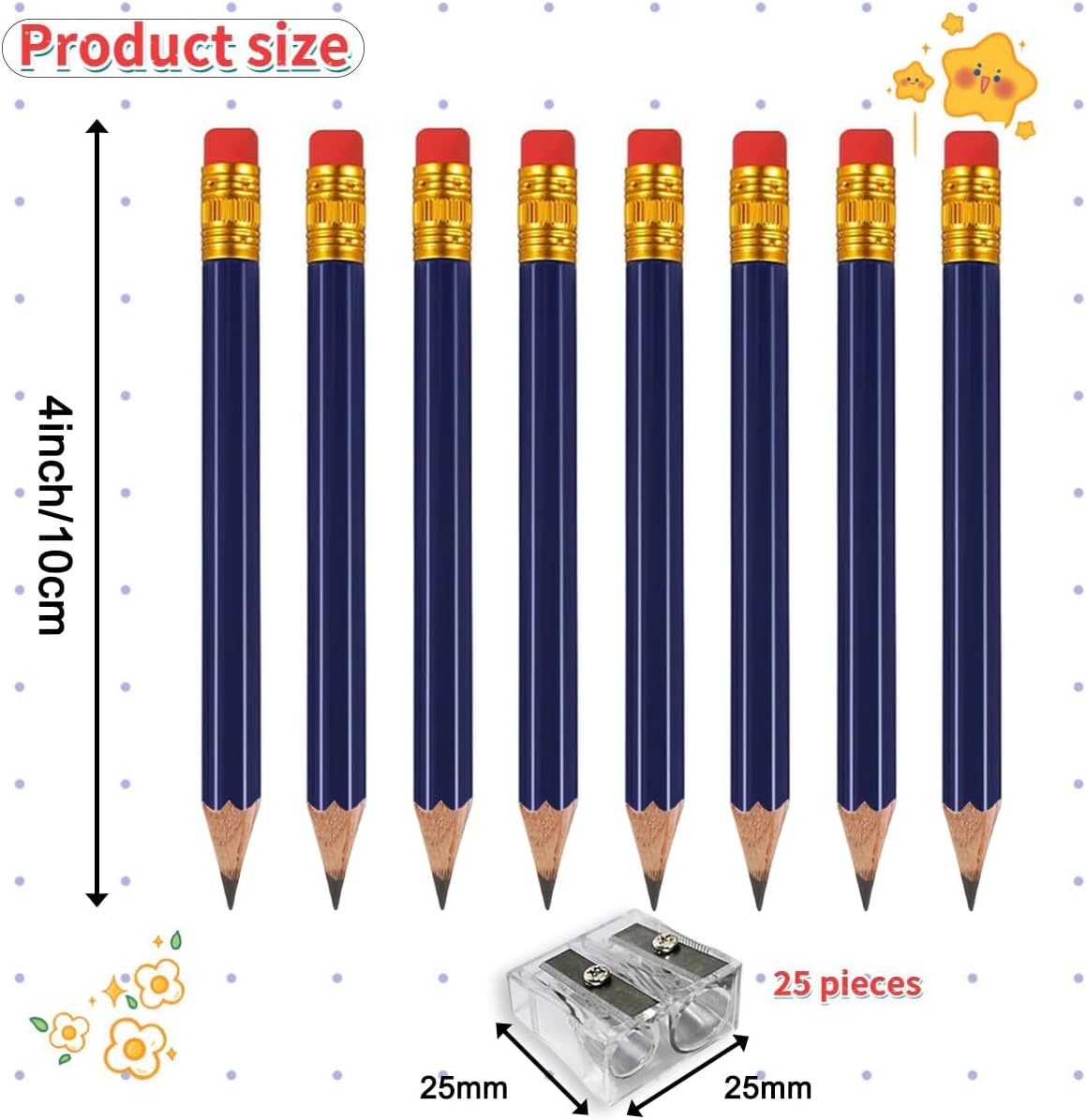 Adhere 25pcs Golf Pencils with Eraser Pre sharpened Hexagon half Wooden Pencils Graphite 2B for Golf Event Scoring,Classroom,Wedding,Company Meetings,Pew, Pocket (Nature)