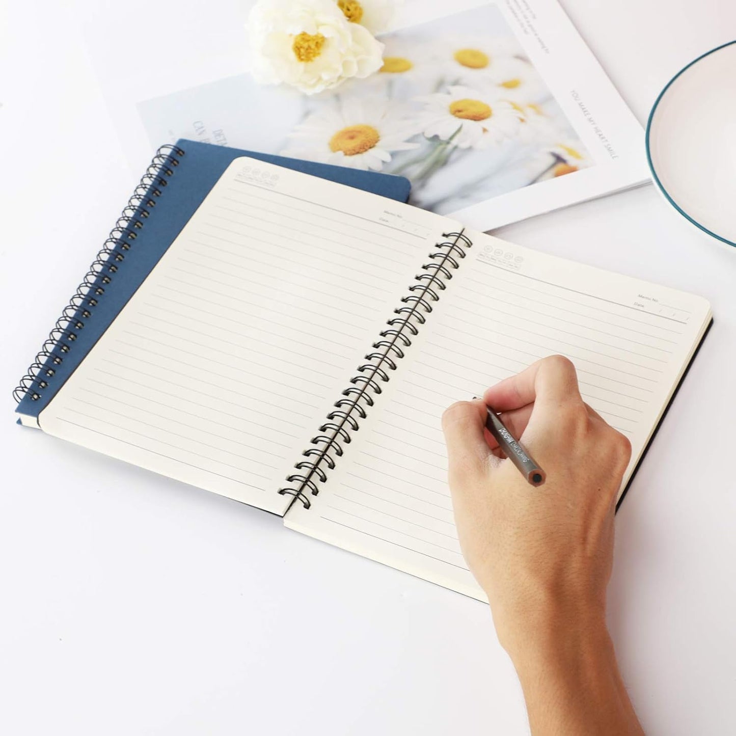 EUSOAR Spiral Notebook, A5 12packs 5.5"X8.3" 120 Pages Lined Travel Writing Notebooks Journal, Memo Notepad Sketchbook, Students College Office Business Subject Diary Ruled Book Journal-Black Cover