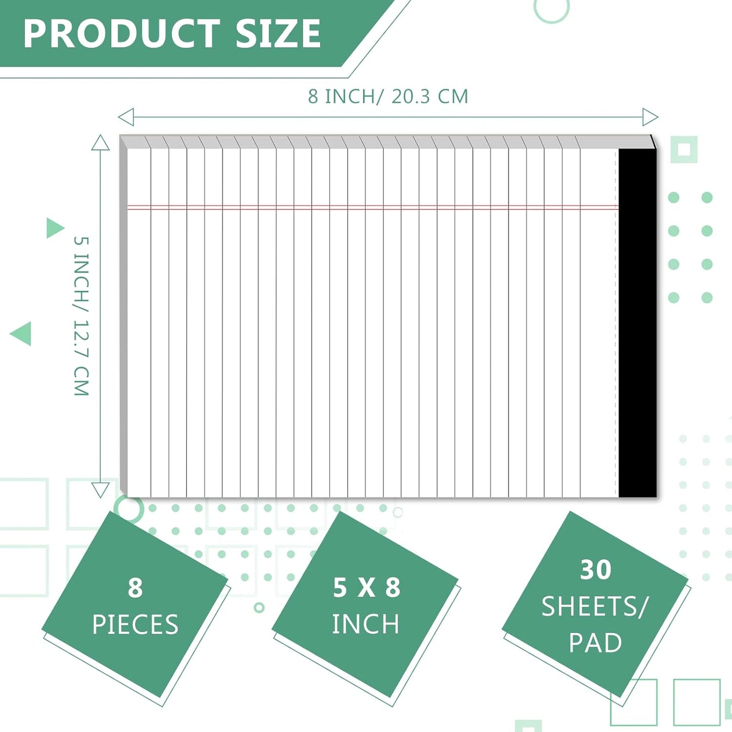 Note Pads 5x8, Narrow Ruled Legal Pad, Multicolor Small Notepads, 30 Sheet/notepad, 8 Pack Colored Legal Pads, Pink Legal Pad, Purple Notepad, Perforated Lined Note Pads for Study, Office, To-Do Lists