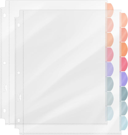 Mr. Pen- Clear Sheet Protectors with Tabs, 8.5x11 Inches, 8 Tabs, 2 Sets, Durable Clear Plastic Dividers for 3 Ring Binders, Insertable Index Page Divider with Multicolor Tabs
