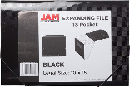 JAM Paper Accordion Folders - 13 Pocket Plastic Expanding File - Legal Size - 10 x 15 - Red - Sold Individually