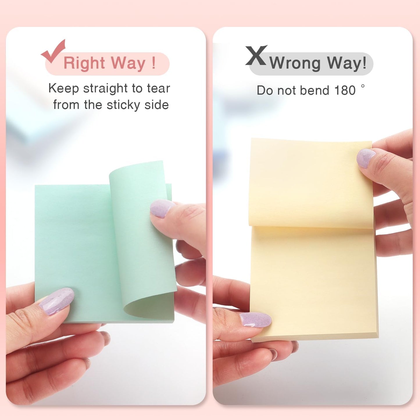 Sticky Notes 3x3 inch Bright Colors Self-Stick Pads 8 Pads/Pack 85 Sheets/Pad Total 680 Sheets