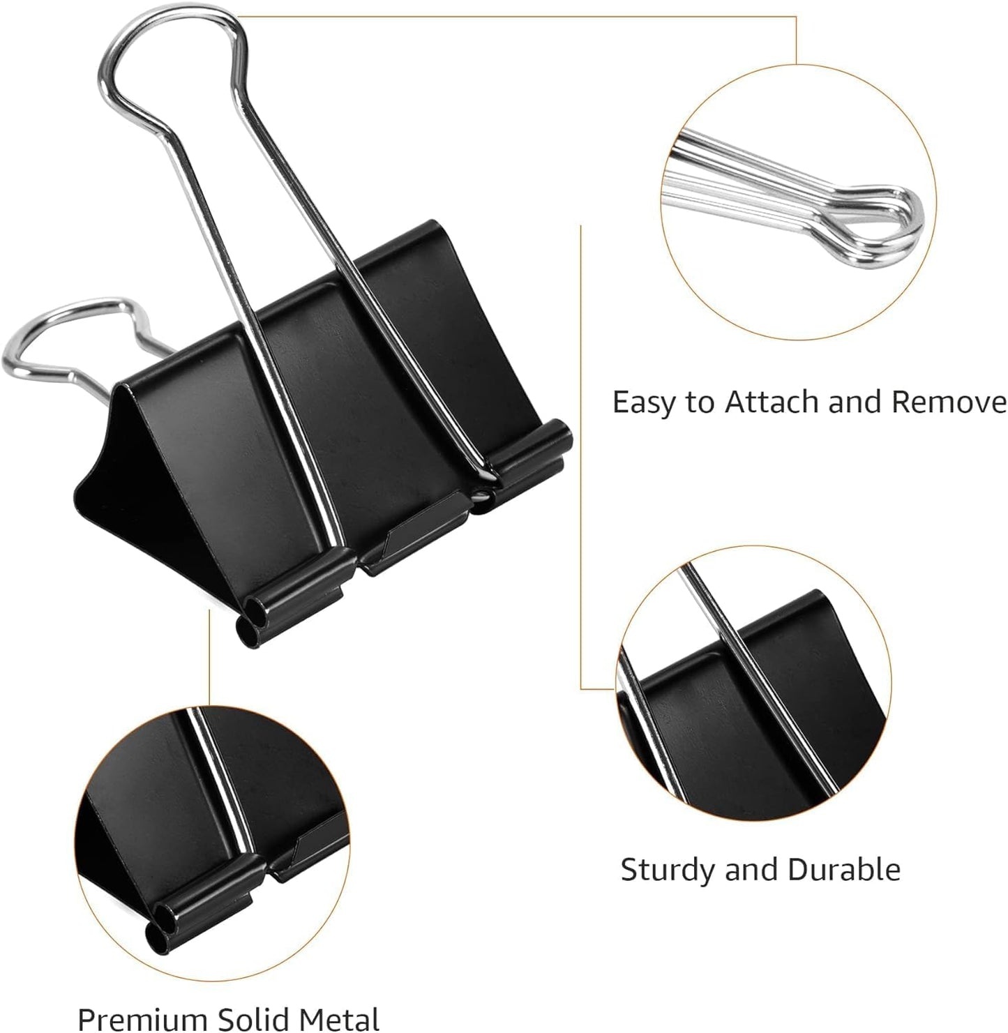 Amazon Basics Sturdy Binder Clips, Office Supplies, Small 0.75 in, Document Organizing, School Supplies, Black, 144 Count