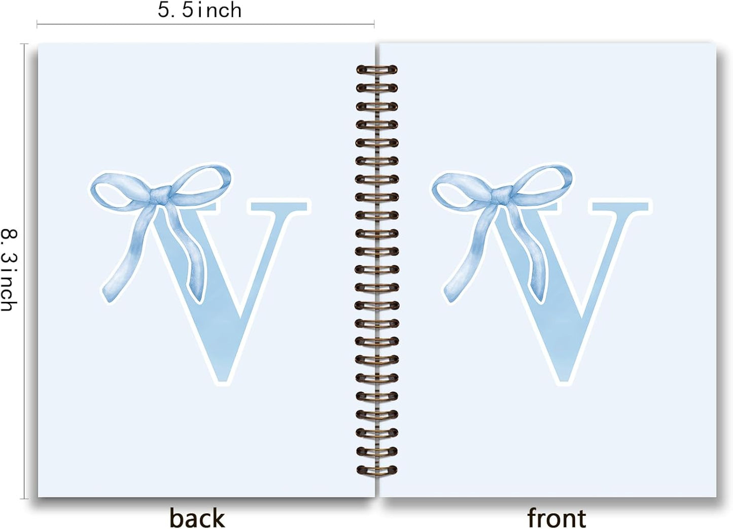 Blue Bow Journal Notebook for Girls,Initial H Journals Personalized Diary Gifts for Teen Girl Kids,Monogrammed Gifts for Women,Trendy Coquette Cute Hardcover Spiral Notebook 5.5 x 8.3 - Colors A