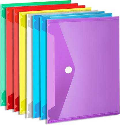 LEOBRO Plastic File Folders for Documents, 6 PCS Plastic Envelopes, Reusable Clear File Folders File Bags Document Holder, A4 Size