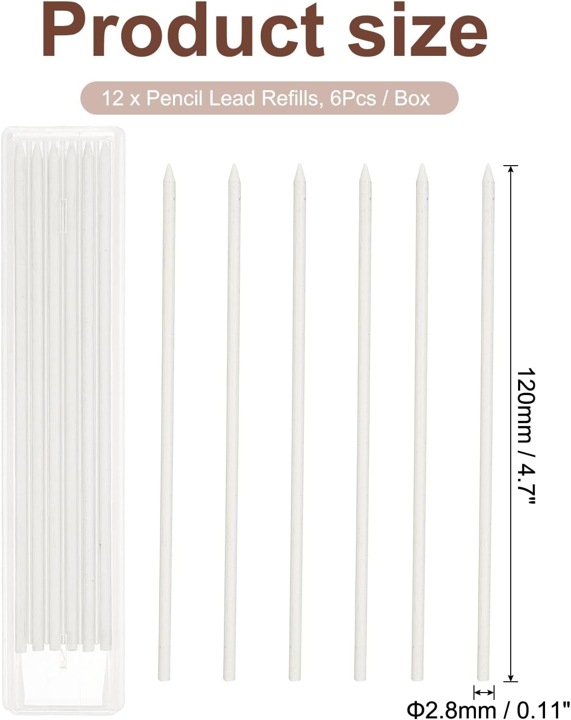 PATIKIL 12Pcs 2.8mm Carpenter Pencil Lead Refills, Solid Dry Pencil Refills Break Resistant Lead Refill for Mechanical Carpenter Construction Pencils Art Drafting, Multicolor