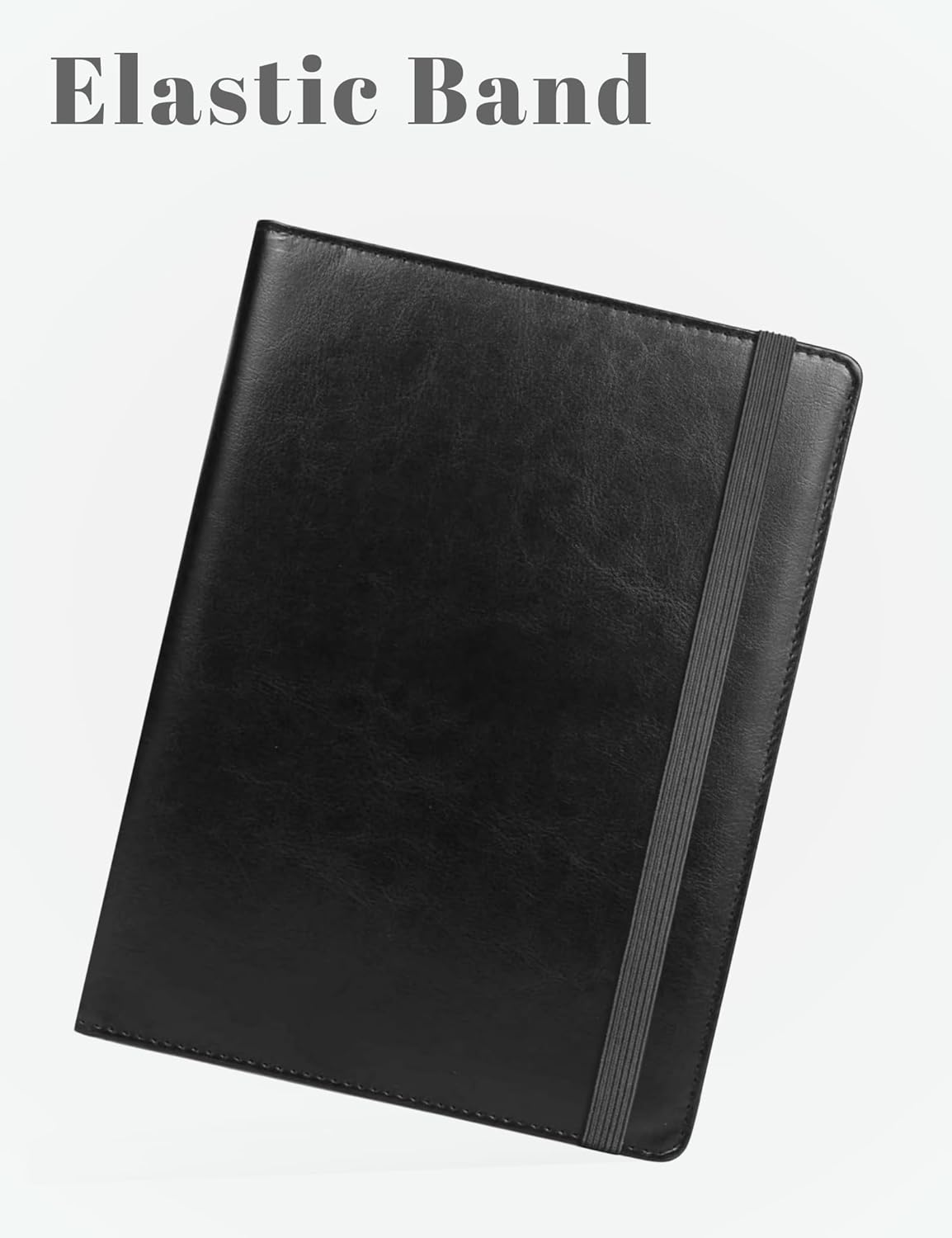 Small Clipboard Junior Padfolio Folio 7 x 9 Writing Pad Refillable, Mymazn Faux Leather Folder A5 for Notepad 5 x 8 Junior Size Portfolio (Black)