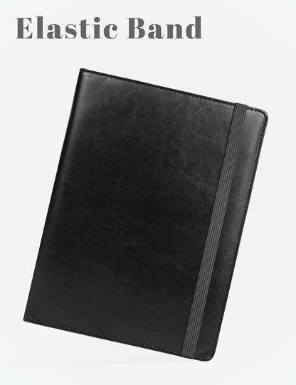 Small Clipboard Junior Padfolio Folio 7 x 9 Writing Pad Refillable, Mymazn Faux Leather Folder A5 for Notepad 5 x 8 Junior Size Portfolio (Black)