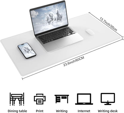 Large Desk Mat 47.2" x 17" Leather Desk Pad Protector with Natural Cork & PU Leather, Non-Slip Office Desk Mat, Large Mouse Pad, Waterproof Desk Blotter pad for Office&Home(Black)