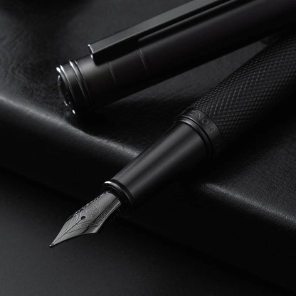 Hongdian Matte Black Forest Rollerball Pen with Schmidt Black Ink Refill, Classic Design with Metal Case for Business Signature