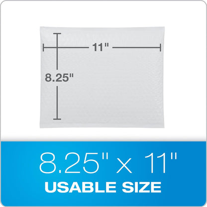 Quality Park Bubble Mailers, 8.5 x 11 Shipping Envelopes, Water Resistant White Poly Padded Envelopes, Redi-Strip Peel Off Closure, 25/Box (QUA85859)