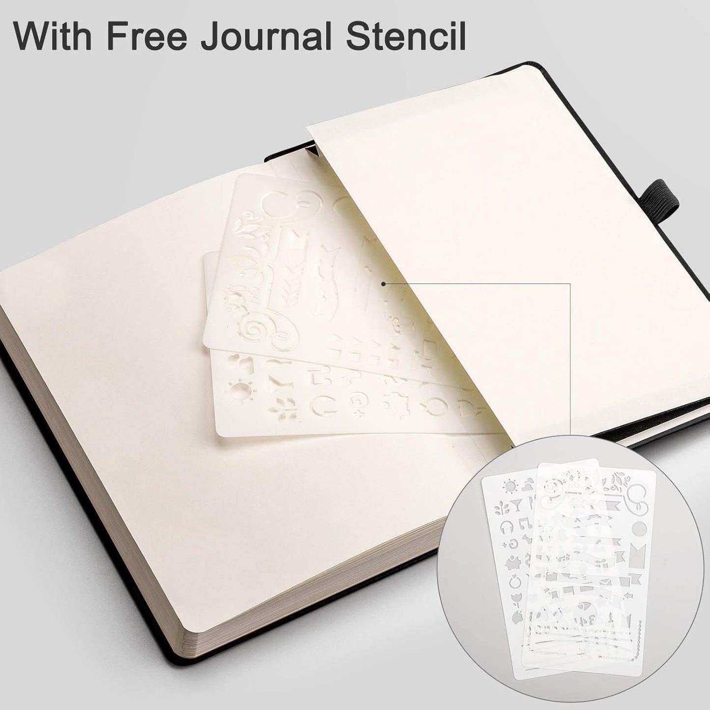 EMSHOI Graph Paper Notebook - 256 Pages A5 Graph Notebook/Journal, Hard Cover, 120gsm Thick Paper, Smooth PU Leather, Inner Pocket, 5.75'' × 8.38''-Black