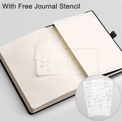 EMSHOI Graph Paper Notebook - 256 Pages A5 Graph Notebook/Journal, Hard Cover, 120gsm Thick Paper, Smooth PU Leather, Inner Pocket, 5.75'' × 8.38''-Black