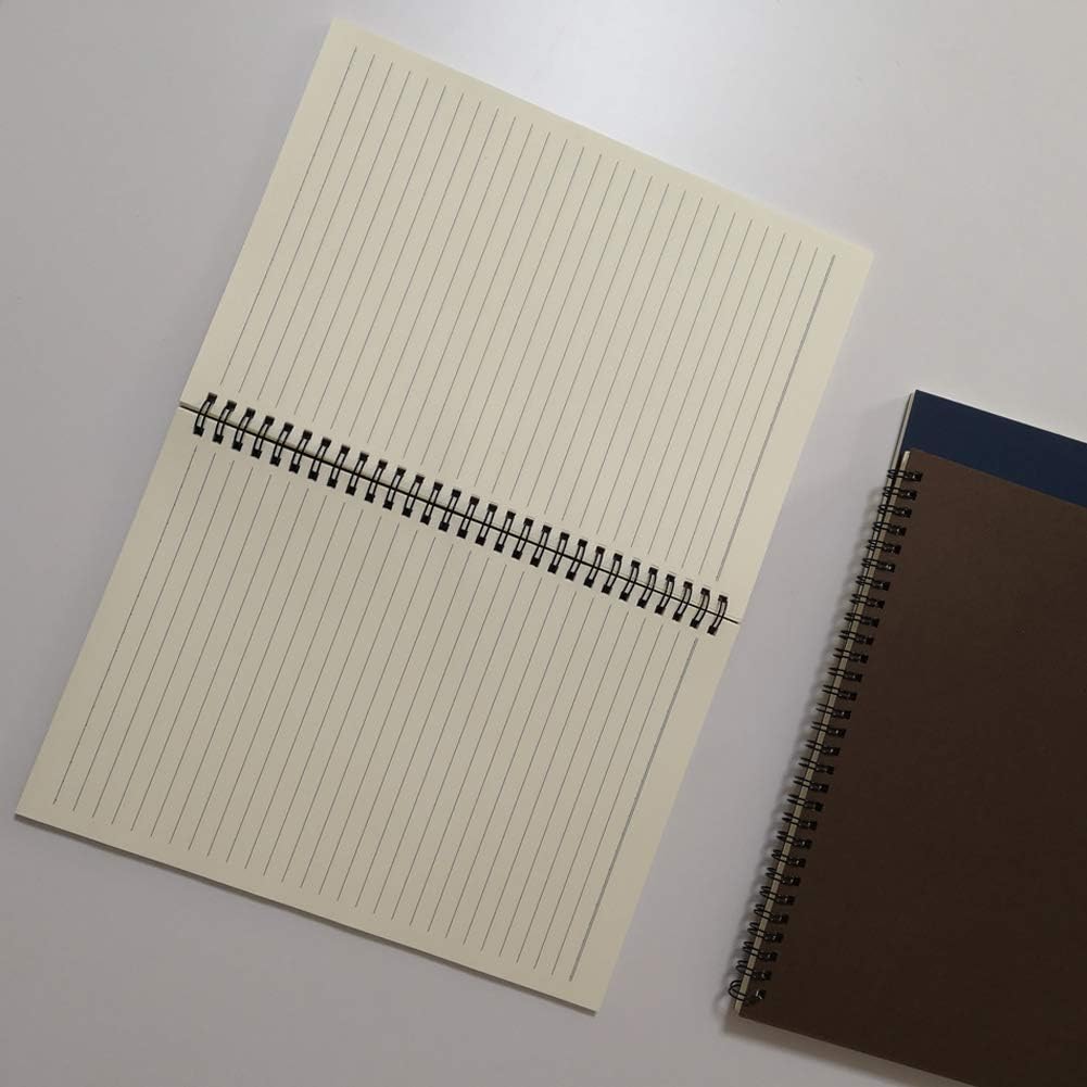 YUREE Spiral Notebook/Spiral Journal Lined, B5 Hard Kraft Cover Wire Bound Notebook Ruled, 70 Sheets (140 Pages), 10.5" x 7.3", Brown