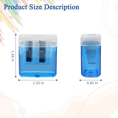 ZUFECY 6 Pack Dual Hole Pencil Sharpener with Debris Chamber, Child-Safe Manual Sharpener for School Office Home Art Supplies (Anti-Slip Design)