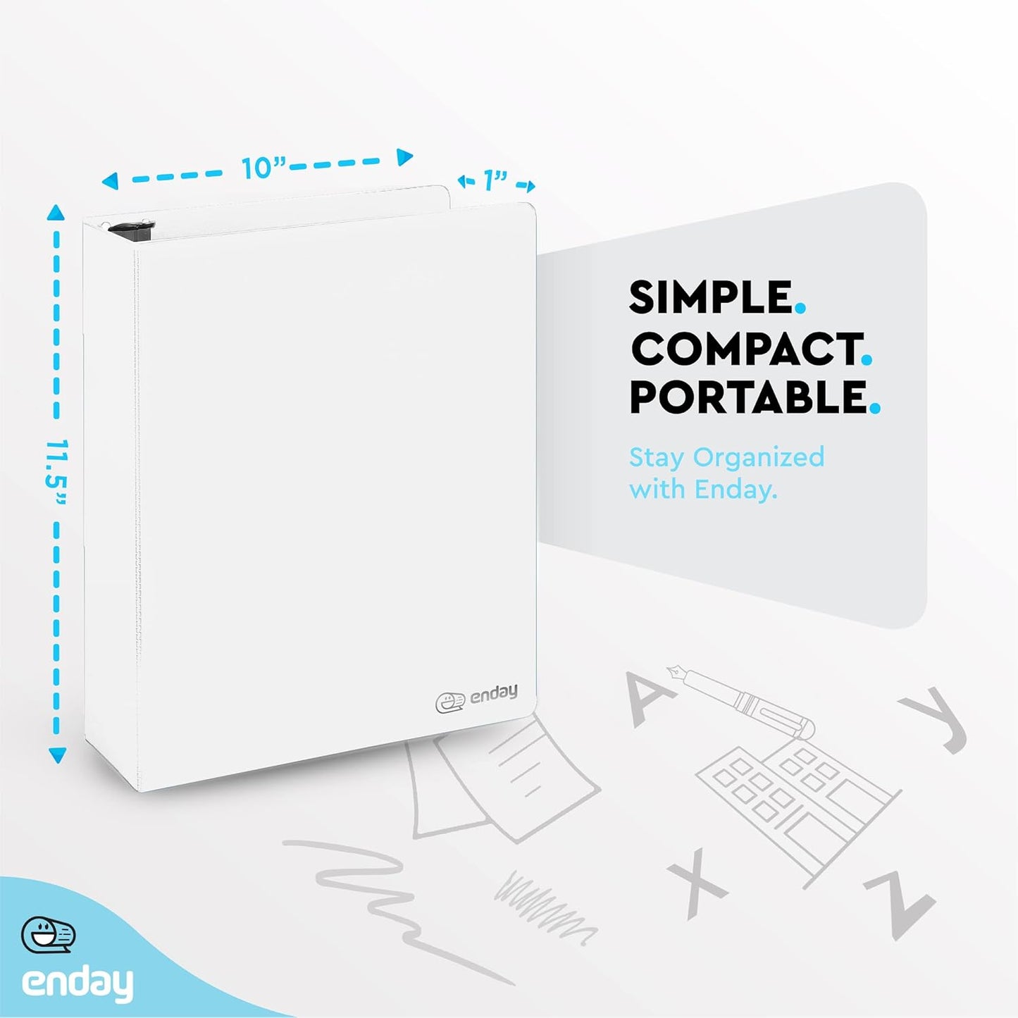 3 Inch Binder 3 Ring Binders Green, Slant D-Ring 3” Clear View Cover with 2 Inside Pockets, Heavy Duty Colored School Supplies Office and Home Binders – By Enday