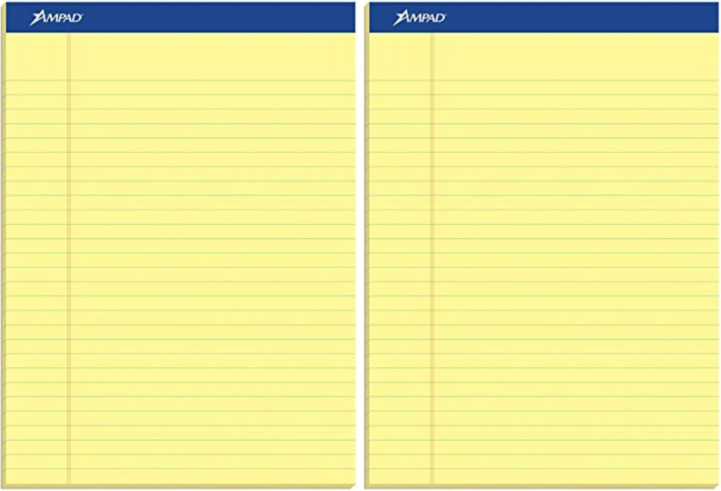 Ampad Writing Pads, 8-1/2" x 11-3/4", Legal Rule, Canary Paper, 50 Sheets, 12 Pack (20-220)