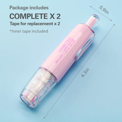 Refillable Retractable White Correction Tape, Mini Small Japan Aesthetic Cute Correction Tape Pen, with Easy to Refill Pen Applicator,for Kawaii School Office Supplies