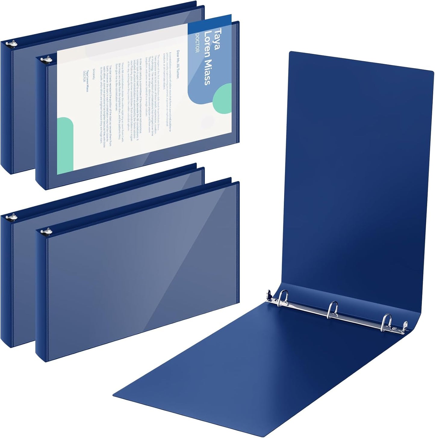 8 Pcs 11 x 17 Inches View Binders 1 Inch 3 Rings Heavy Duty View D Ring Binders Economy Holds 11" x 17" Paper for Artwork Blueprints, Office, Home, Work Places (Black)
