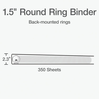 Oxford Ring Binders, 1.5" Round Ring Binders, View Binder, Covers on 3 Sides, XtraLife Hinge, Non-Stick, PVC-Free, White, 350 Sheet Capacity (1002547)