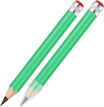 2 Pcs 13 inch Wooden Jumbo Pencils for Prop Giant Big Novelty Wood Pencil with Eraser for Fun Decor, School Projects, Party Favors, and Unique Gifts (Green)
