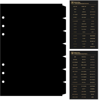 DY.2ten Black Binder Dividers for 6-Holes Ring Binder, 1/7 Cut Tabs, A5 Size, Sturdy Plastic Dividers with 7 Tabs for School Office Home, 2 Sets, 14 Dividers, 2 Tab Stickers.