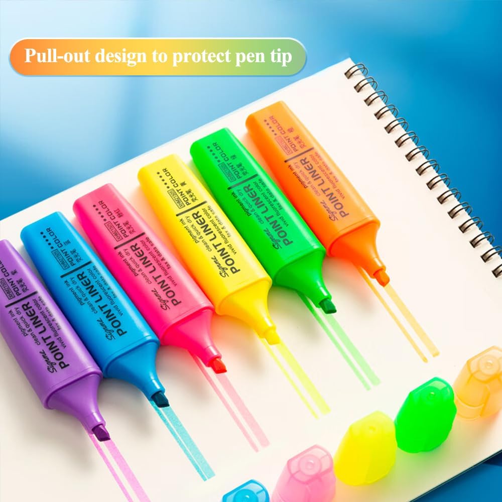 M&G 6-Pack Highlighters, Multicolor Quick-Dry No-Bleed Ink, Soft Chisel Tip Highlighters for Office Documents, Journaling, and Planners