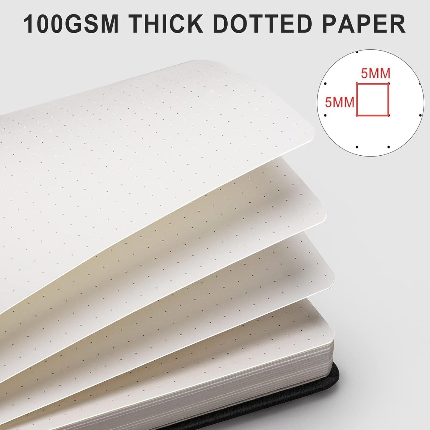 AHGXG Graph Paper Notebook - Grid Paper Notebook Large A4 8.5''×11'', 320 Pages Thick Journal, 100gsm Thick Graph Paper, Leather Softcover, Inner Pocket - Black
