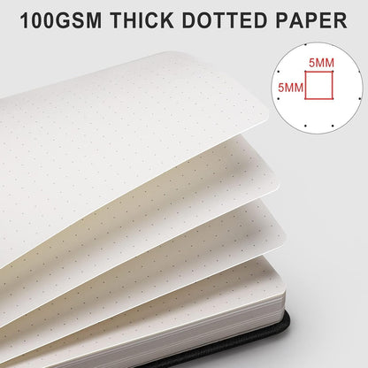 AHGXG Graph Paper Notebook - Grid Paper Notebook Large A4 8.5''×11'', 320 Pages Thick Journal, 100gsm Thick Graph Paper, Leather Softcover, Inner Pocket - Black