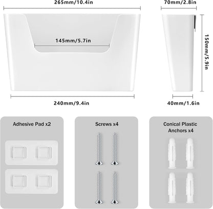 Jomola No Drilling Wall Mount File Holder - Office Wall Hanging Files & Magazines Organizer - Plastic Door Mount with Adhesive Pad, Gray (1 Count)