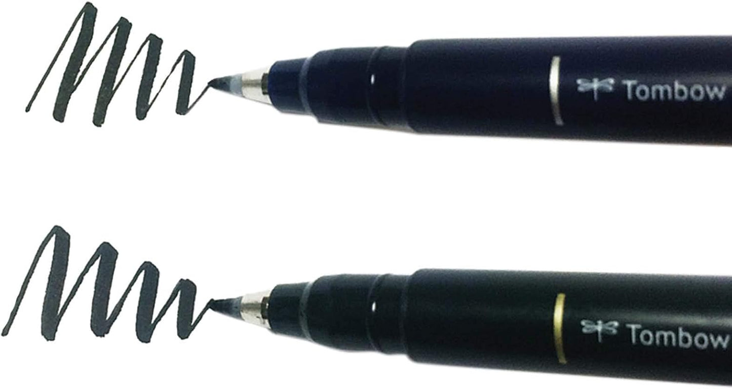 Tombow 62038 Fudenosuke Brush Pen, 2-Pack. Soft and Hard Tip Fudenosuke Brush Pens for Calligraphy and Art Drawings