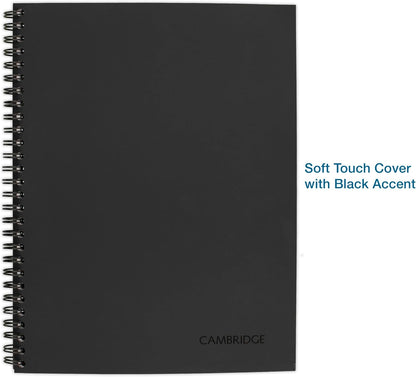 Cambridge Business Notebook, Action Planner, Legal Ruled Paper, 8-1/2" x 11", 80 Sheets, Flexible Soft Touch Cover, Wirebound, Gray (06064)