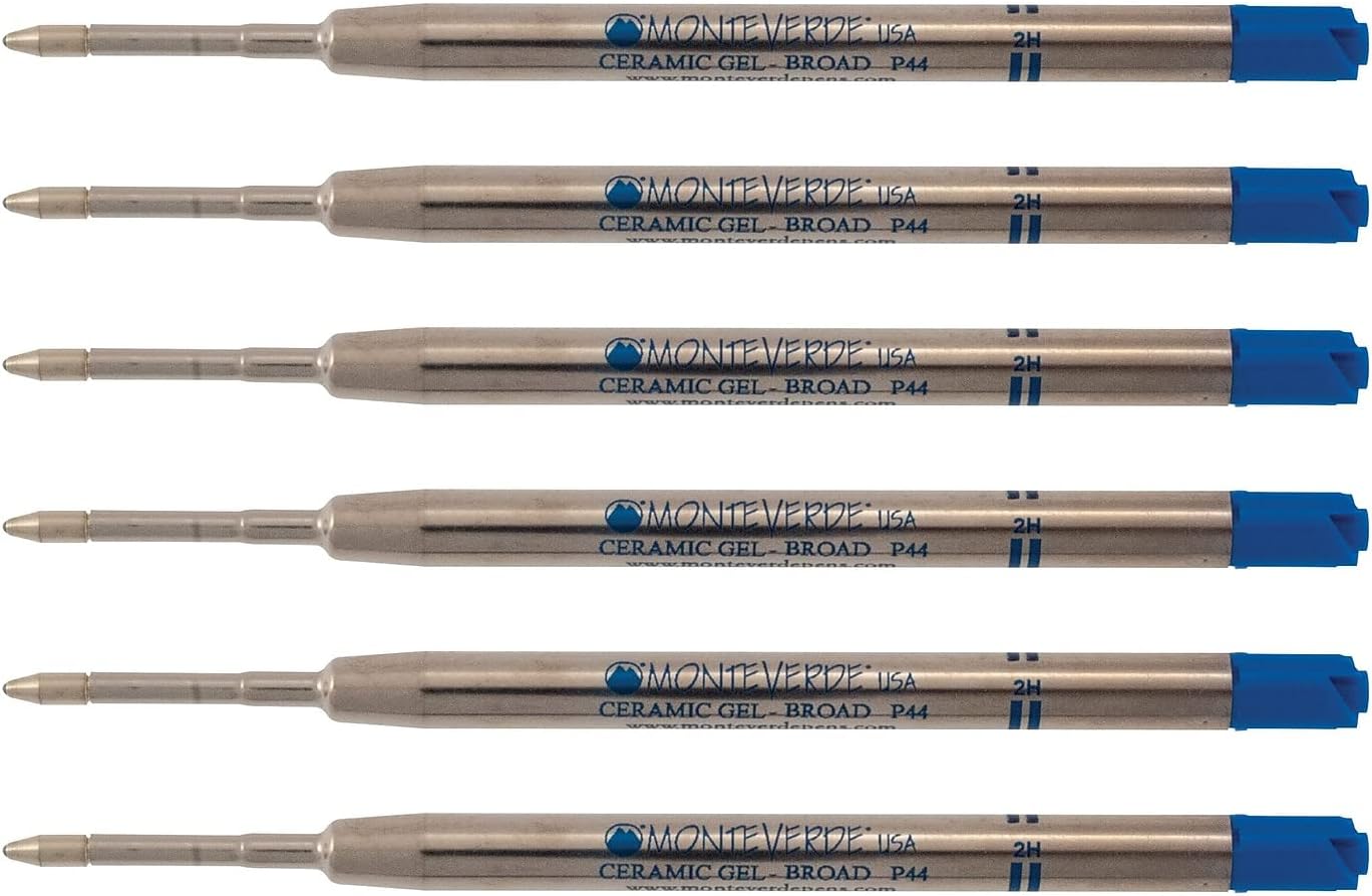 Monteverde USA Capless Ceramic Gel Refills to Fit Parker Pens, Broad Point, Blue Ink, 2-Pack – Smooth and Vibrant Writing Solution